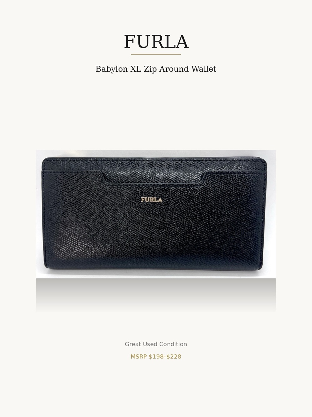 Furla Babylon Black Leather Zip Around XL Continental Wallet Great Condition